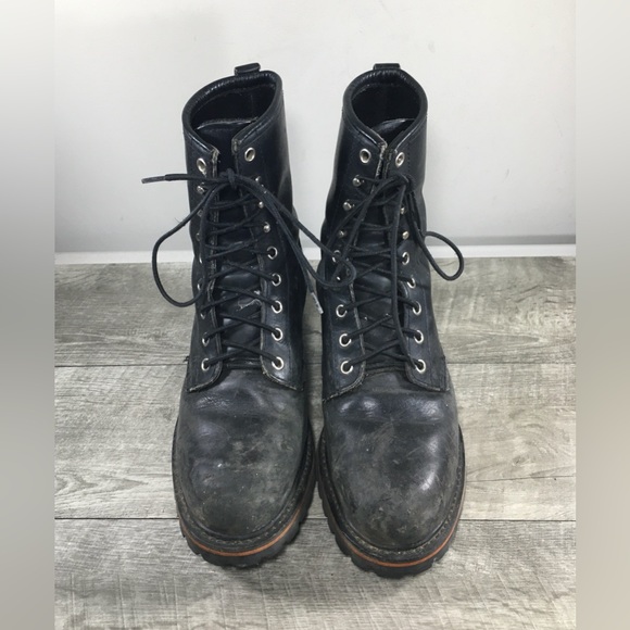 Mens Red Worx Shoes 5470 Logger Steel Toe Leather Work Logging Boots Size 8.5 M main image 5